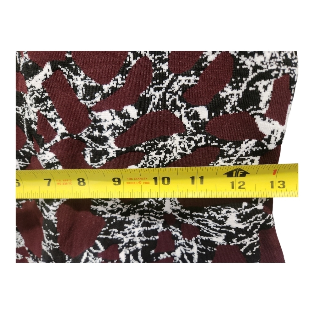 New Balenciaga Burgundy white print stretch body dress F‎ 36 Made in France - Picture 5 of 12